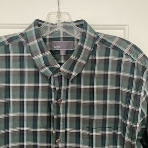 VINCE plaid men’s button down shirt